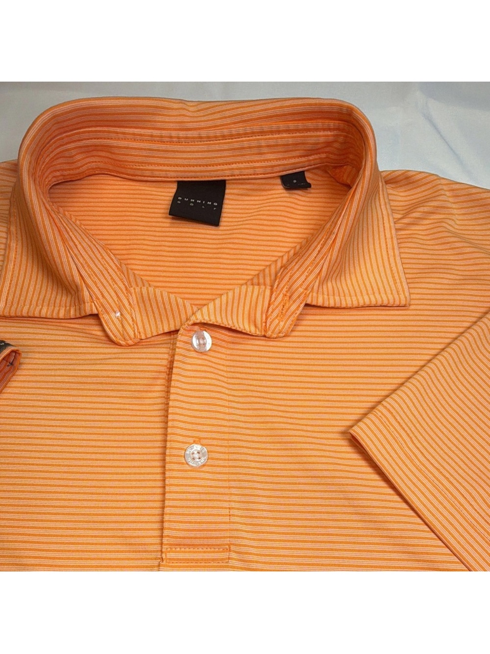 Men's Orange Striped Polo Shirt with Contrast Collar
